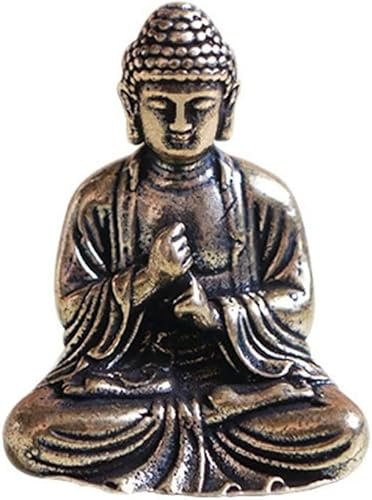 SquarezhenBo Mini Bronze Tibet Buddha Statue Statues,Small Meditation Hand Painted Yoga Figurine Collectible Craft Feng Shui Sculpture Decor for Home Office Shelf Desktop Statues Sculptures (Bronze)