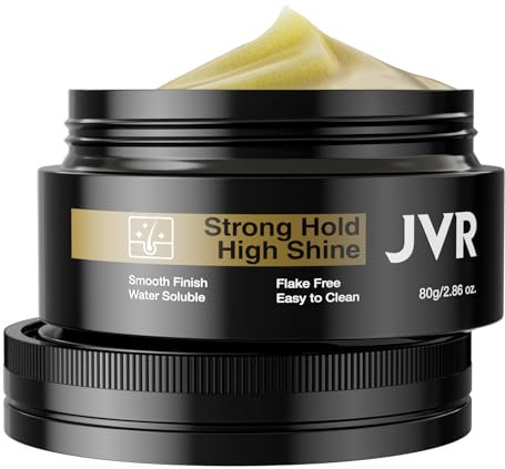 JVR Hair Styling Wax, Haarwachs für Männer, Starker Halt, Glänzendes Finish, Haarwax für alle Haartypen, einfache Anwendung, langlebig, wasserlöslich 80g