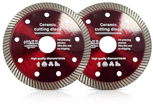 2 PCS Tile Cutting Disc for Angle Grinder, 115mm Diamond Cutting Disc Ultra Thin Cutting Discs for Fast, Clean Cut on Concrete, Tiles, Stones, Marble and Ceramics