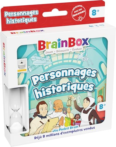 Asmodee - BrainBox Pocket : Personnages Historiques - Jeux de Société Famille et Enfants à Partir de 8 Ans - Jeu de Cartes de Mémoire et d'Observation - 1+ Joueur - Version Française - Bezzerwizzer