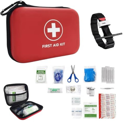 Trousse de premiers secours avec équipement et tourniquet tactique, kit portable d'urgence, trousse d'urgence pour maison, voyage, randonnée, camping, véhicules et bureau