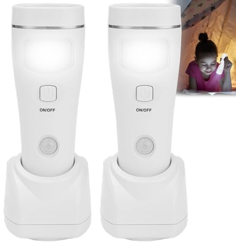 Behogan Lot de 2 lampes de poche LED à induction, rechargeables et murales, avec détecteur de mouvement, idéales en cas de panne de courant ou d'urgence.