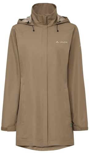 VAUDE Damen Regenjacke Escape Parka, wasserdichter Regen-Parka, atmungsaktiv und winddicht, oat, 48