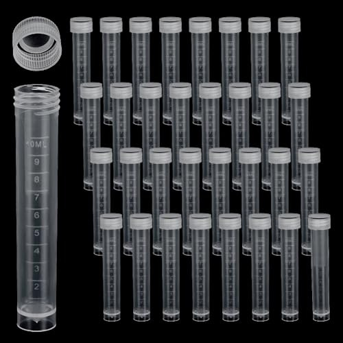 AHANDMAKER 50 st 10 ml klart graderat rör med skruvlock, provbehållare rör fristående plastförvaringsrör för förvaring, vetenskapliga experiment