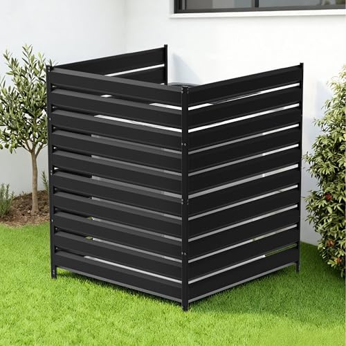 3 Panels Air Conditioner Fence，42 H x 38 W Outdoor Freestanding Privacy Panel Screen Trash Can Decorative Fence Panel No Dig Backyard Fencing for AC, Patio, Pool, Outside, Backyard, Balcony