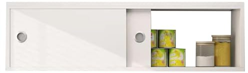 pensile Mobiletto Portaoggetti A Parete Con Ante Scorrevoli Organizzatore Multifunzionale, Moderno Mobiletto Da Parete Per Corridoio Cucina Per Camera Da Letto, Soggiorno Bagno(bianca,80*30*30cm)
