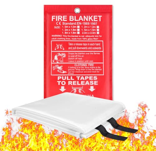 Flintronic Manta Ignifuga, 1 Pieza Manta Ignifuga de Fibra de Vidrio, Manta ignífuga para Supervivencia de Emergencia, para Cocina, Chimenea, Barbacoa, Garaje, Automóviles, (2mx2m)