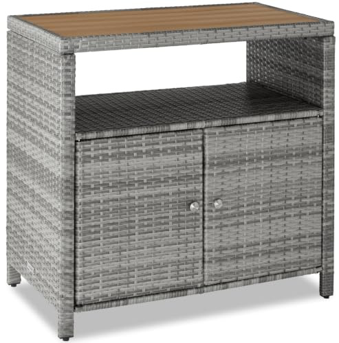 tectake® Armoire de Jardin 90 x 55,5 x 87 cm, Résistante aux intempéries et UV, Lames WPC Aspect Bois, Rangement extérieur, Armoire extérieure, Meuble de Rangement Jardin, Max. 110kg - Gris