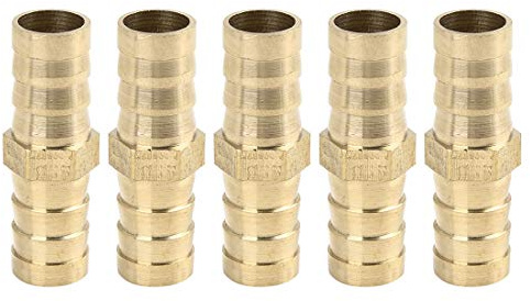 sourcing map Raccord Cannelé tuyau en laiton de 14 mm raccord droit Union pour Air eau gazole 5 pièces