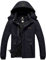 GEMYSE Herren wasserdichte Skijacke Winddichte Fleece Outdoor-Winterjacke mit Kapuze (Schwarz,S)