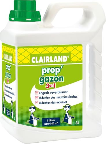 CLAIRLAND Engrais Prop'Gazon 3 en 1, A diluer, Pour 300 m², 3 L, CLAIRGAZ3000