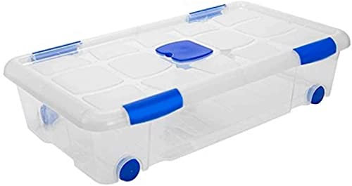 AC - Caja de ordenación de plástico Transparente N.º 11 - Contenedor para almacenar Juguetes, Libros, Ropa, Mantas - Capacidad 30 litros - Dimensiones Aprox.: 17 x 73,2 x 41,2 cm