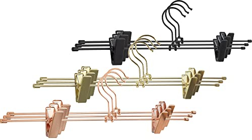 Natural Goods Berlin Gard Hosenbügel 360° drehbar Kleiderbügel Metall Wirbelhaken Multifunktionsbügel platzsparend Rockbügel für Kleiderstangen und Garderobenständer (Hosenbügel - 6er Set, Roségold)