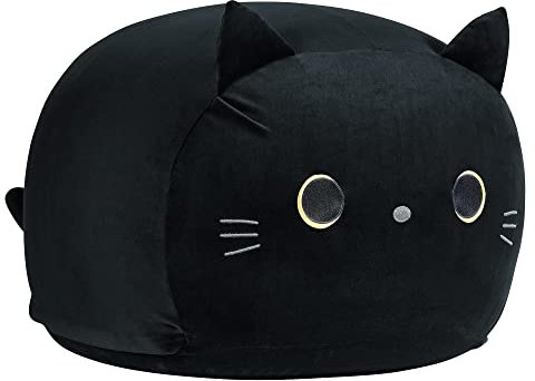 cuebear Stuffed Animal Storage Bean Bag Chair Cover for Kids Black Cat Beanbag Chair for Girls Large Size Toy Organizer Cover Only without Filling