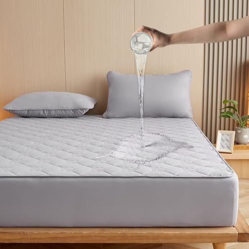 Wasserdichter Matratzenschoner 120x200cm Spannbettlaken,Matratzen Topper,Wasserdichter und Atmungsaktive Matratzenbezug,waschbar,Grau…