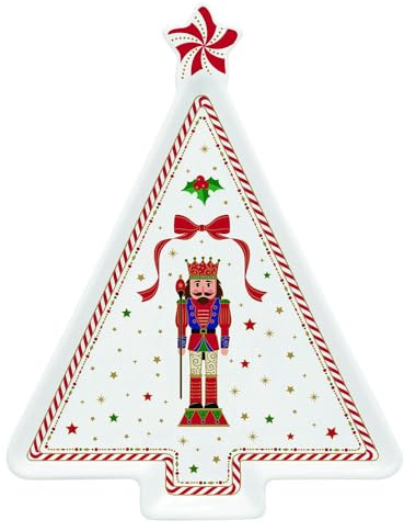 Easy Life Nutcracker Twist Vintage Nutcracker Soldier Porcelain Tree Christmas Plate 21 x 16 cm