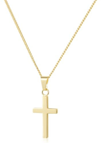 ALEXCRAFT Collier Croix Or Femme Homme Acier Inoxydable Plaqué Or 14K Avec Une Croix 45cm