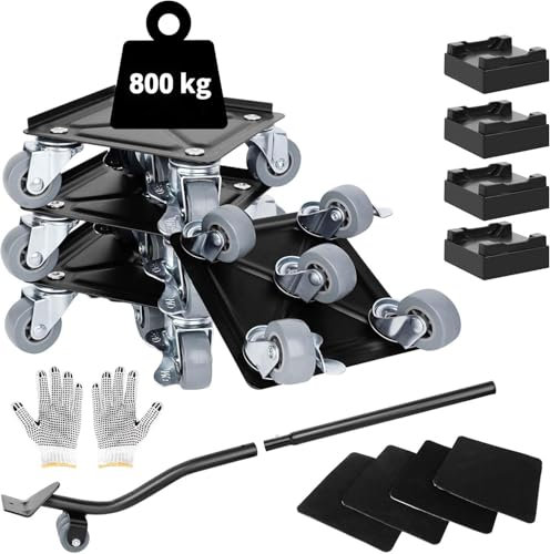 Elevador de Muebles, 4 Piezas Transportador de Muebles con 5 Ruedas y Elevador de Carga, Giratorio 360° Ruedas, Elevador Muebles para Mover Muebles Pesados, Carga hasta 800KG