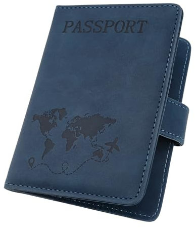 ILIYAH Reisepasshülle Passport Hülle Reisezubehör Passhülle Reisepass Organizer RFID Blocker Kartenhülle Magnetverschluss Reisepass Hülle(Marineblau)
