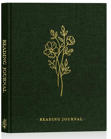 Lanpn Läsdagbok & bokjournal, linne läsbok dagbok för vuxna bokälskare bok klubb läsning anteckningsbok böcker journal spårare bok dagböcker för att organisera böcker, grön