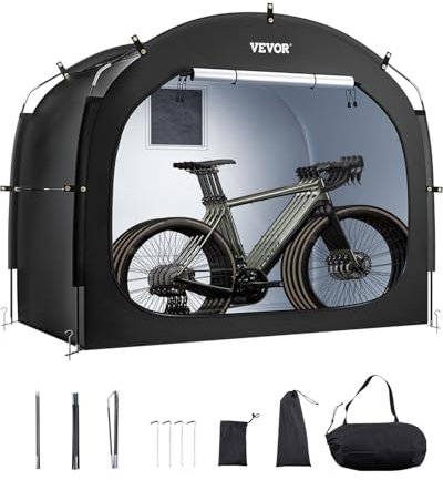 VEVOR Bike Storage Tent for 4-5 Bikes, Outdoor Spacious Tent with Ventilated Window, Waterproof & Easy-to-Install Design Using High Strength Fiberglass & Dual Zippers