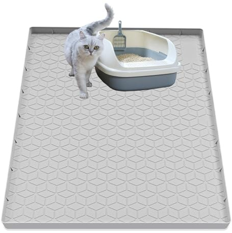 Jacooxi Alfombrilla de arena para gatos para caja de arena, alfombrilla grande de silicona para atrapar arena de gatos, 31 x 22 pulgadas, impermeable y antideslizante, duradera y fácil de limpiar
