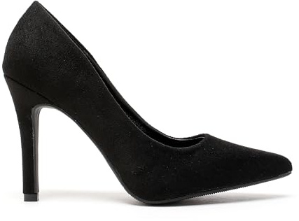 Ladies Shoes High Heel Stiletto Pumps Women’s Pointed Toe Stylish Heels, Court Shoes for Wedding, Party & Evening (Black Suede, UK Footwear Size System, Adult, Women, Numeric, Medium, 7)
