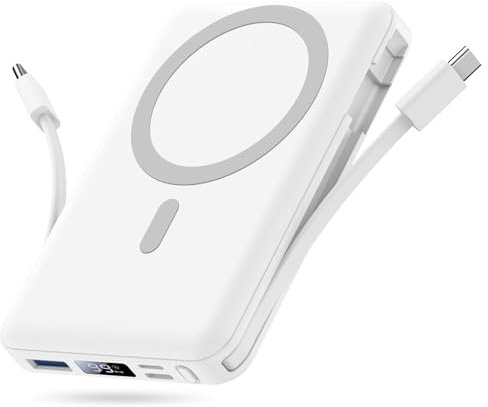 Yiisonger per Magsafe Powerbank 10000mAh, Caricatore Portatile Magnetico Wireless 22,5W, Ricarica Rapida con Display LED e cavo di ricarica USB-C/Lighting per iPhone 16/15/14/13/12 Pro/Pro Max/Plus