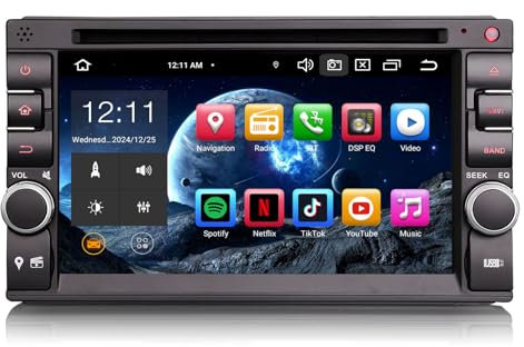 8 Cœurs 4GO RAM+64GO ROM Android 14 Autoradio CarPlay Lecteur CD Supporte GPS Navigateur Bluetooth 5.0 Android Auto WiFi 4G DVD DSP USB RDS FM Radio 2 Din OBD2 Dab+ TPMS Écran Tactile IPS
