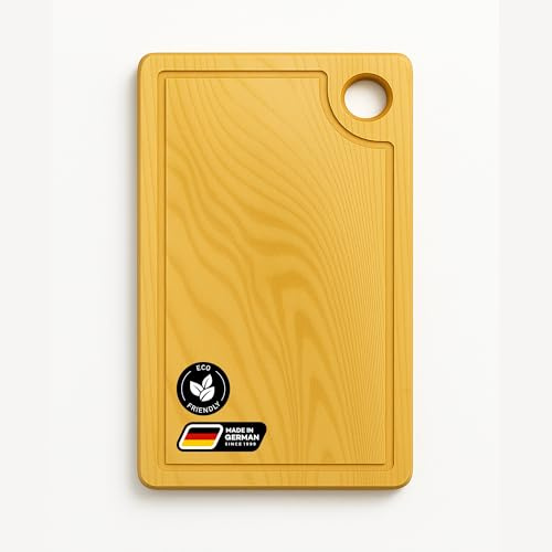 Eichenschneidebrett 40 x 25 x 2 cm Hackbrett Eichenbrett rechteckig Holzbrett Holzschneidebrett Schneidebrett mit Saftrille Küchenbrett klingenschonend