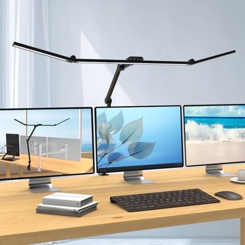 3000 Lumen Lampe de Bureau LED avec 3 barres de lumière tournantes, 120CM grande lumière menée Dimmable, 36W lumineuse lampe de moniteur de contrôle tactile pour le bureau, travaillant, Crafting