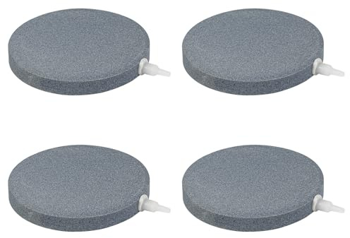 AQUANEAT 4.8 inch Air Stone Disc, 4 Packs, Aerator Bubble Diffuser, Air Pump Accessories for Hydroponics, Aquarium Fish Tank, Ponds, DWC Reservoirs and Circulation System