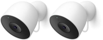 Google Nest Cam Outdoor (Wired, 2nd Gen) - 2 Pack - Security Camera with 2K Video and Gemini, Night Vision, 2-Way Audio - Works with Google Home - 2025 Model - Snow