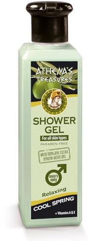 Pharmaid Athena's Treasures Gel Douche Homme à l'huile d'olive bio et aux extraits de feuilles d'olivier Vitamines A E F Panthénol 250 ml