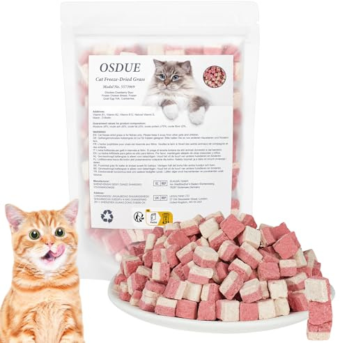 OSDUE Cat Treats, 100g Freeze Dried Chicken Cranberry Duo Bites Cat Treat, Natural Healthy Snack, Grain Free, No Artificial Additives