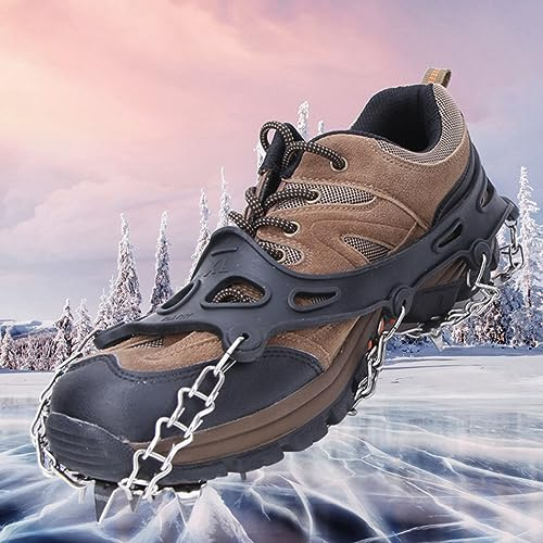 Generic 19 Tänder Stegjärn Anti-Slip Spikes Hållbara Skogrepp för Utomhusaktiviteter för Snöklättring Rostfritt Stål XL