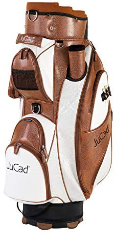 JuCad Bag Style I Golftasche I Außentasche I Schirmfach I Farbe Braun-weiß