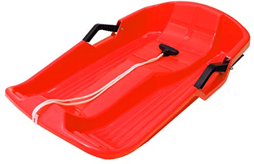 BESPORTBLE Sled Mit Griffen Und Zugseilen Roter Schlitten Für Junge Mädchen Und Erwachsene Für Schnee Gras Und Bruchsicher Und Leicht Zu Transportieren