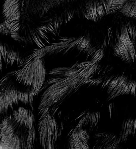 Eovea - Shaggy Faux Fur Fabric - Half Yard - 60 X 18 Inches - DIY Craft Supply, Hobby, Costume, Decoration,Coat,Vest,Throw Blanket,Shawl,Jacket (Black, Half Yard)