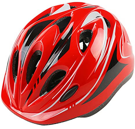 Kinderfahrradhelm, Sporthelm, Verstellbarer, atmungsaktiver Multifunktions-Kopfschutz. Fahrrad ist EIN Leichter Helm für Jungen und Mädchen im Alter von 7 bis 12 Jahren. 49-59 cm (rot)