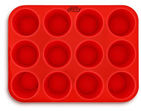 12 Cup Silicone Muffin Trays, Yorkshire Pudding Tray, Silicone Cake Moulds for Baking, Non Stick Muffin Tin, Baking Mould for Muffins, Cupcakes, Silicone Bakeware Tray