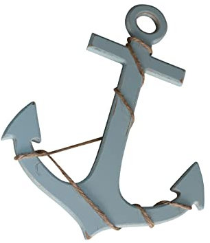 Wooden anchor light blue grey 24 cm decorative object maritime anchor wood with rope shabby chic decorative anchor Baltic Sea decoration nautical decorative object wall object