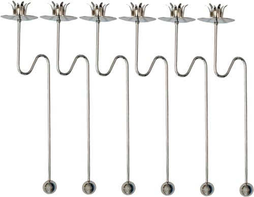 6er Set Baumkerzenhalter Balancehalter Silber glänzend für Baumkerzen | Pendelkerzenhalter | Christbaumkerzenhalter | Kerzenhalter | Weihnachten