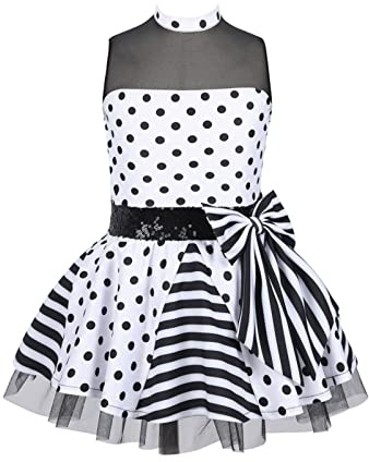 CHICTRY Body da Balletto Bambina Paillettes Tutu Leotards Senza Manica Abito da Pattinaggio Artistico Vestito Danza Classica Costumi di Danza Latino Jazz Samba Rumba Bianco A 10 Anni