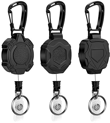 Soleebee 3 llaveros retráctiles, mosquetón pesado con 80 cm de cuerda de acero extensible, llavero y llavero, JoJo extensible para tarjeta de identificación