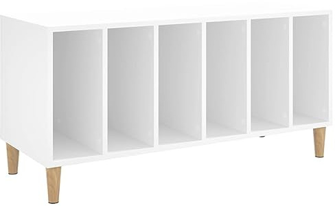 Mobile Porta Dischi Bianco 100x38x48 cm in Legno Multistrato