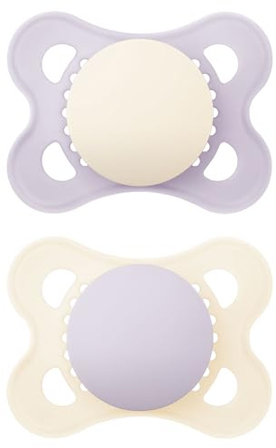 MAM Original Dummies, 0-6M, 2 Pack, Orthodontic Design, Pink/Purple | Comes in Dummy Steriliser Case, Sustainable Materials, Baby Accessories for Newborn, Designs Vary