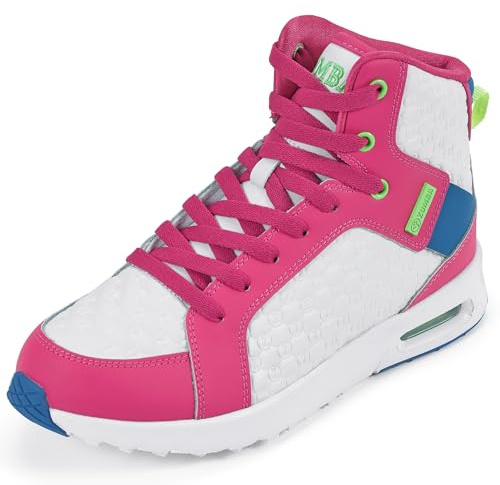 ZUMBA Women’s Air Boss High-Top Air Cushion Sneakers, 5.5, White Multi