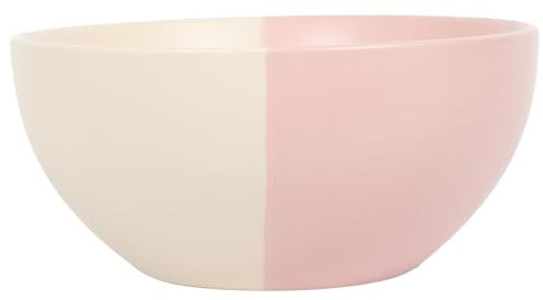 Nicola Spring Stoneware Cereal Bowl - 16.5cm - Dusty Pink - Pack of 1 - Ceramic Two Tone Pasta Bowls Tableware Dishwasher & Microwave Safe Crockery for Dessert, Pasta, Soup, Cereal