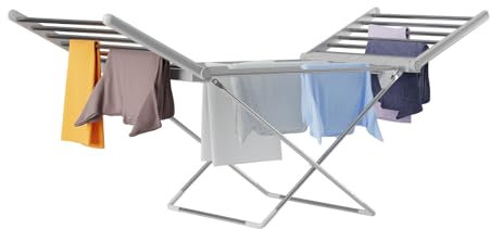 DMD Collective - Electric Heated Clothes Dryer, Folding Energy-Efficient, Indoor Airer Wet Laundry Drying Horse Rack, 15kg Capacity, 20 Heated Bars, Folded Wings Low Wattage 230W